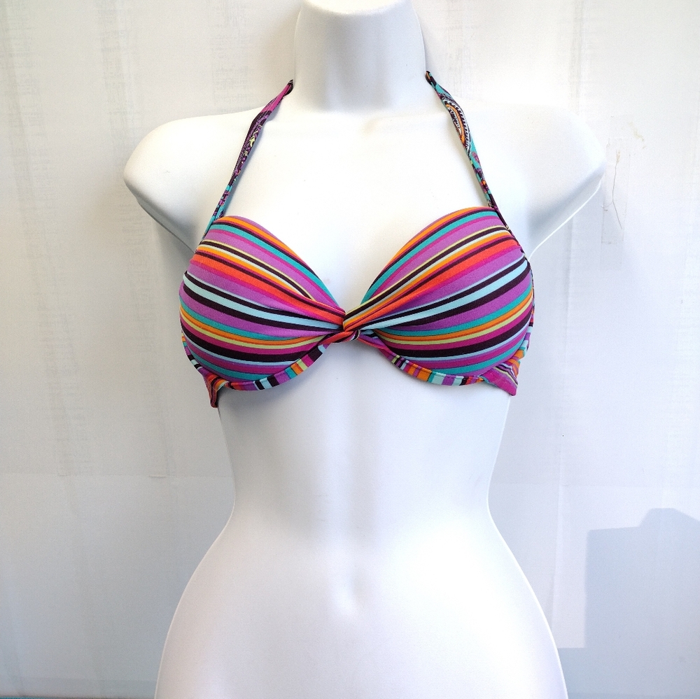 Xhilaration Women's Multicolor Striped Bikini Top Size S
